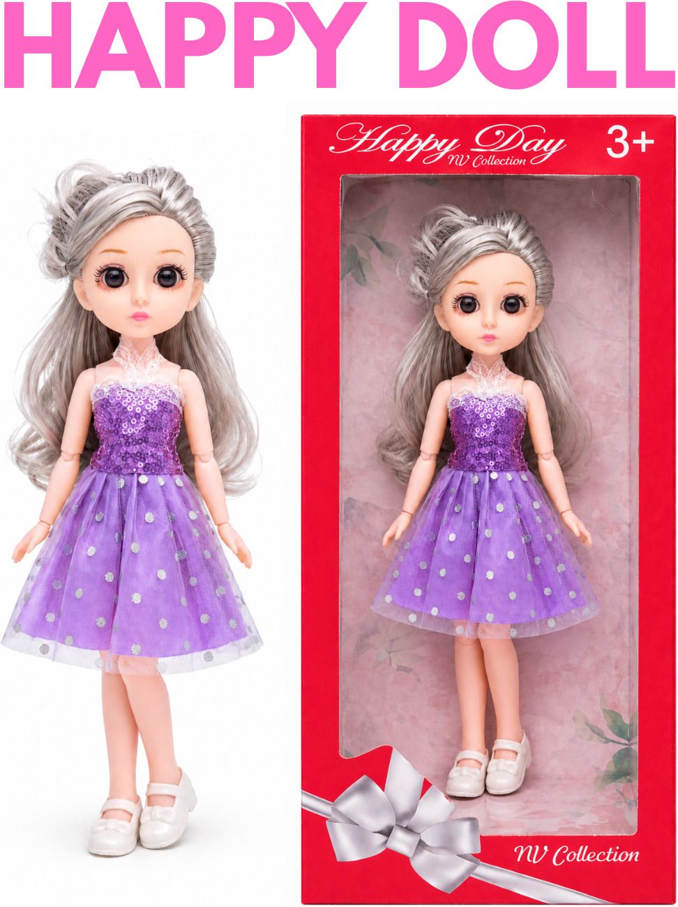 Smiling sparkling doll with playful charm-image-44