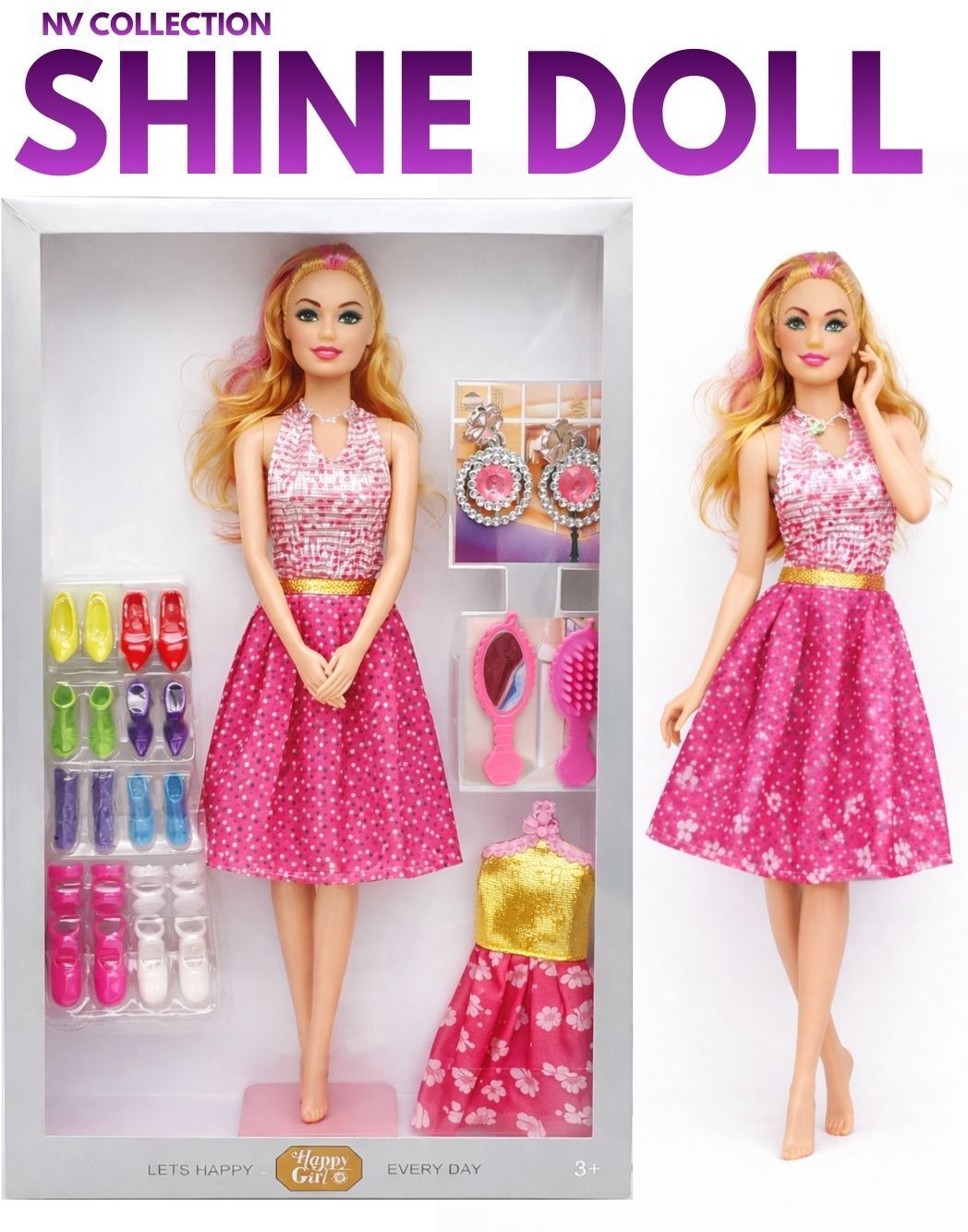 Shine Dolls Fashion Accessories for Kids Pretend Play