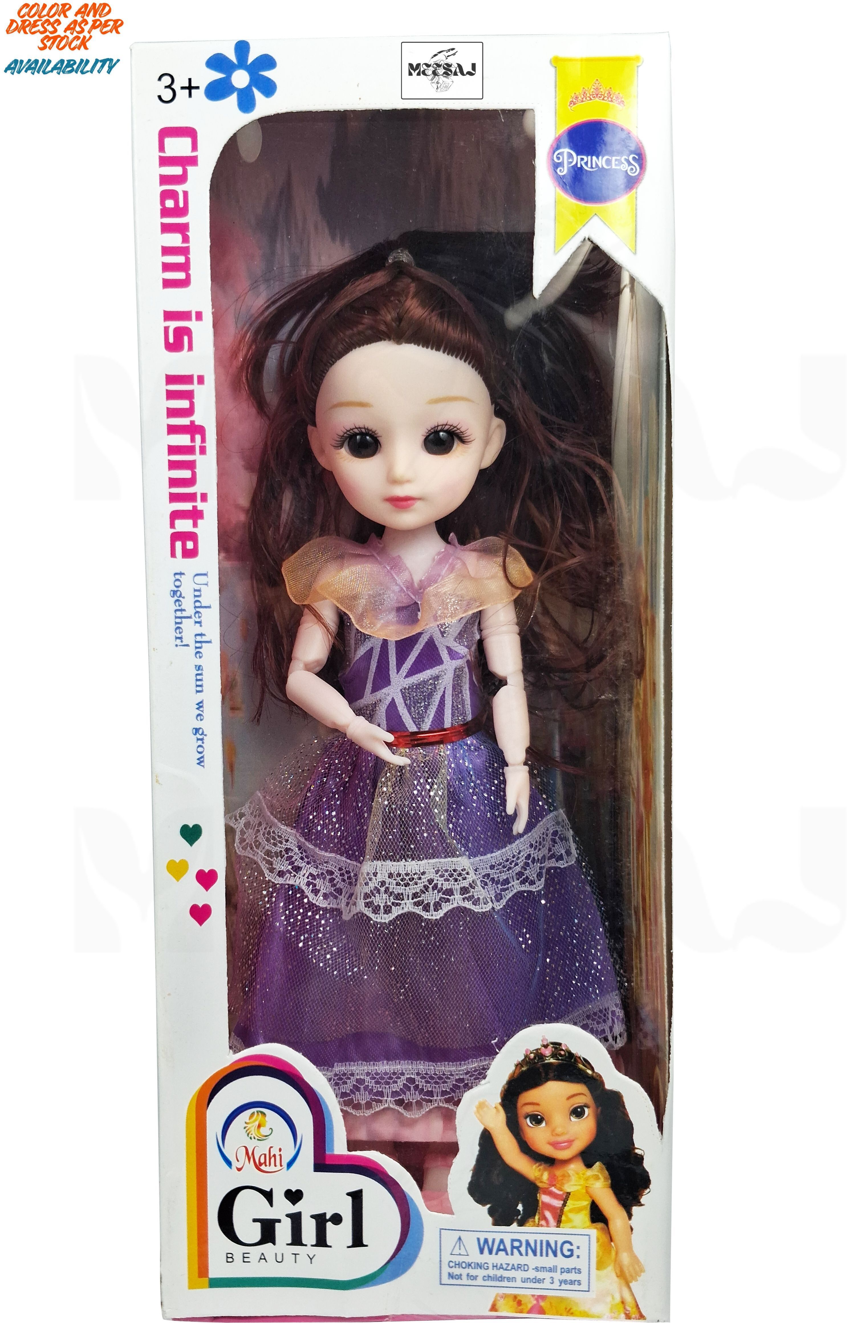 meesaj Mahi Girls Cute Doll in Purple Dress – Fully Movable Fashion Toy for Kids 3+-picture-37
