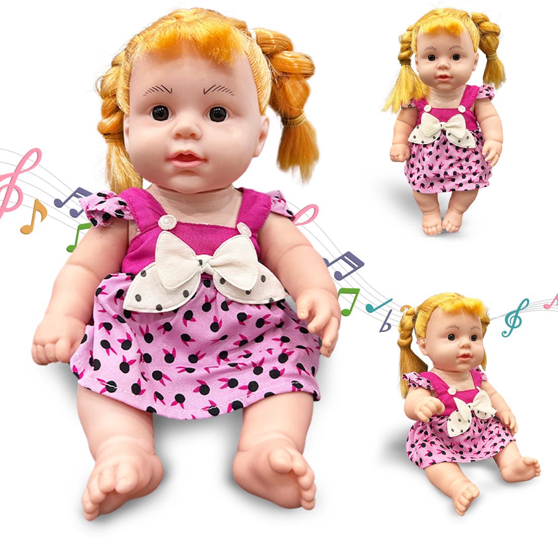 wembley Cute Baby Doll Toy with Blonde Hair, Pink Dress & 5 Sound Effects for Kids-picture-1