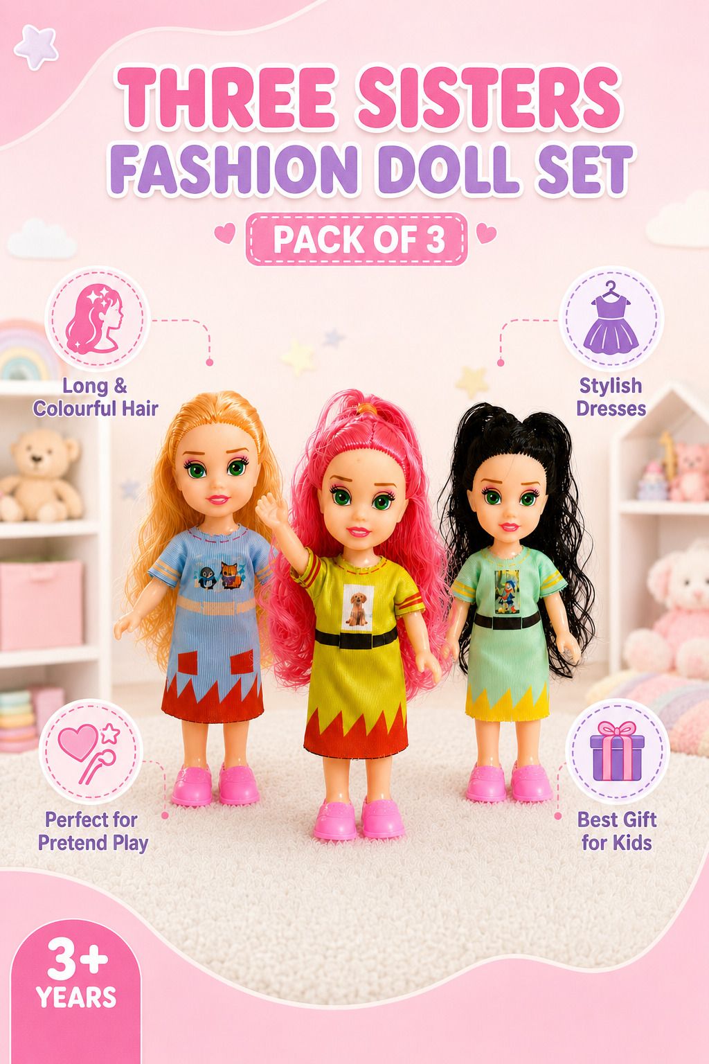 Beautiful Fashion Doll Set with Long Hair and Stylish Dresses for Kids-image-28
