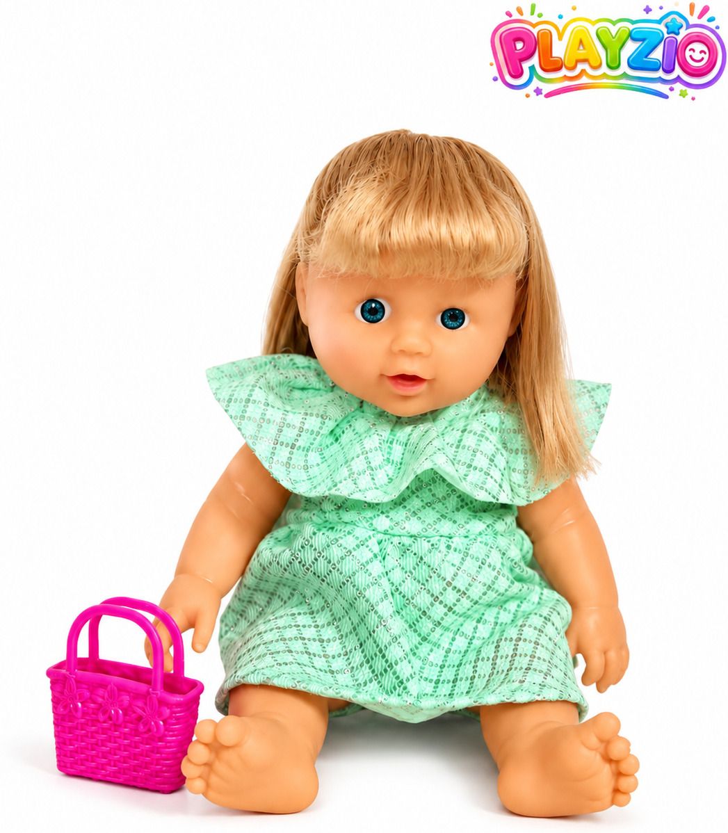 playzio Little Lily Fashion Doll with Blonde Hair, Brush & Handbag for Kids-picture-24
