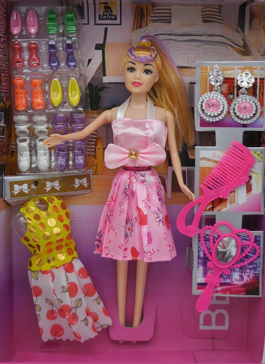 ctc creation Doll Set Girls With Shine Slipper Doll Set/Earring/mirror/extra dress.-picture-21
