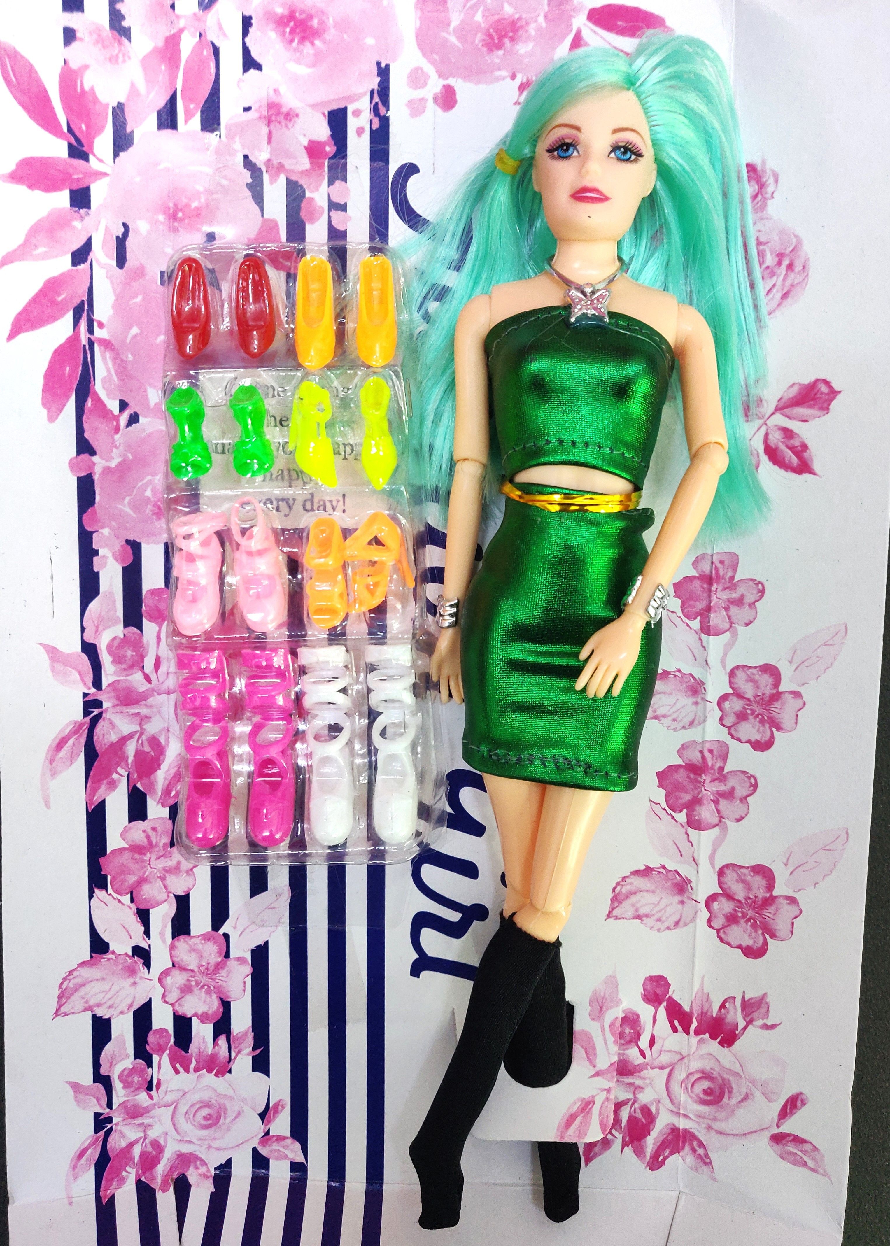 Angel Doll for Kids Stylish Hair Set Doll and (8 Pair Shoes )-image-25