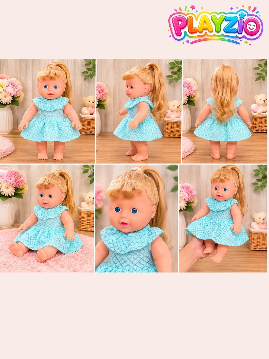playzio Happy Hazel Fashion Doll with Blonde Hair, Brush & Handbag for Kids-picture-38
