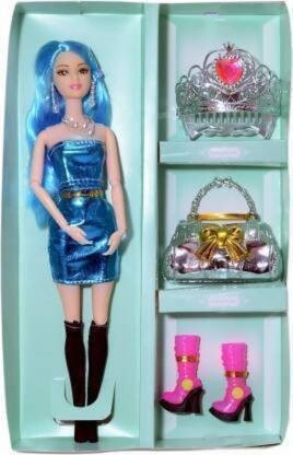 tenmar Foldable Doll Set Green Hair Set (Blue) image 1