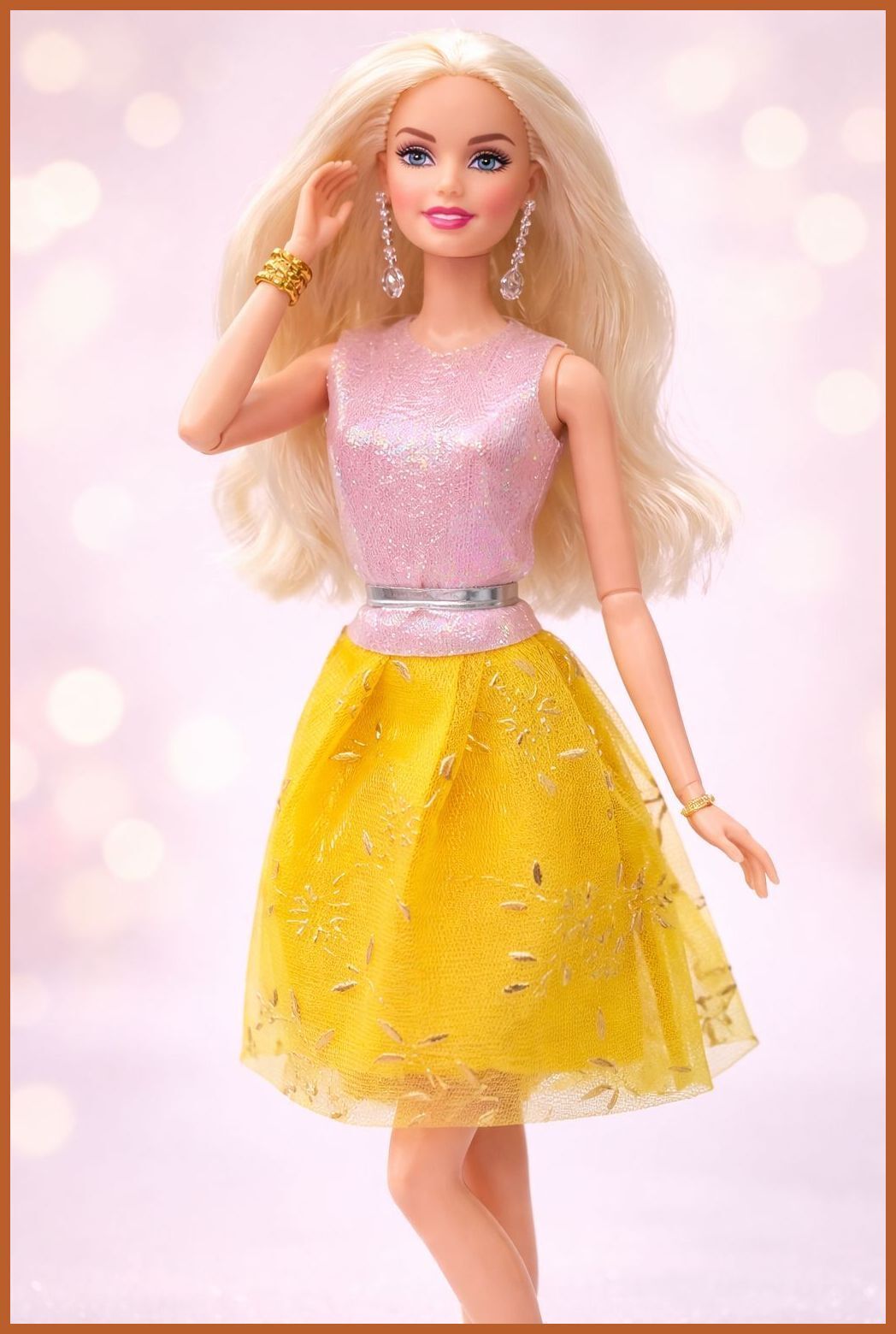 rm traders Blonde Doll in Pink Shimmer Top and Yellow Tulle Skirt-picture-33