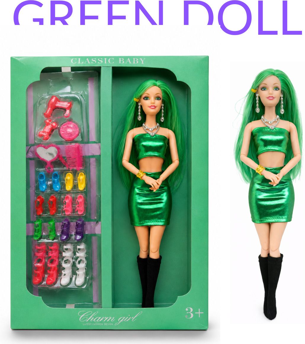 nv collection Trendy Green Fashion Doll Gift Set for Kids-picture-41