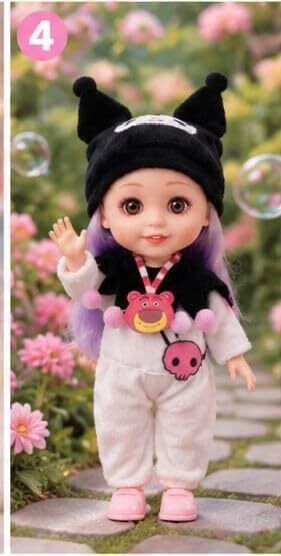 Anime Jester Doll with Purple Hair - Plush Jumpsuit & Balloon Toy Set for Girls-image-5