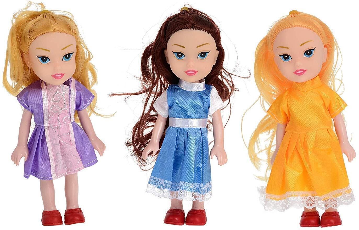 khyali Realistic Three Sister Dolls with Fancy Dress & Movable Body Parts for Kids|133-picture-17
