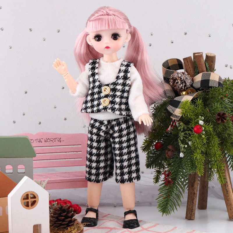 Doll Set Movable Joint Makeup Cute Girl Brown Eyes Fashionable Doll for Kids Girls (Size: 30 cm Color: Multi Color)-image-6