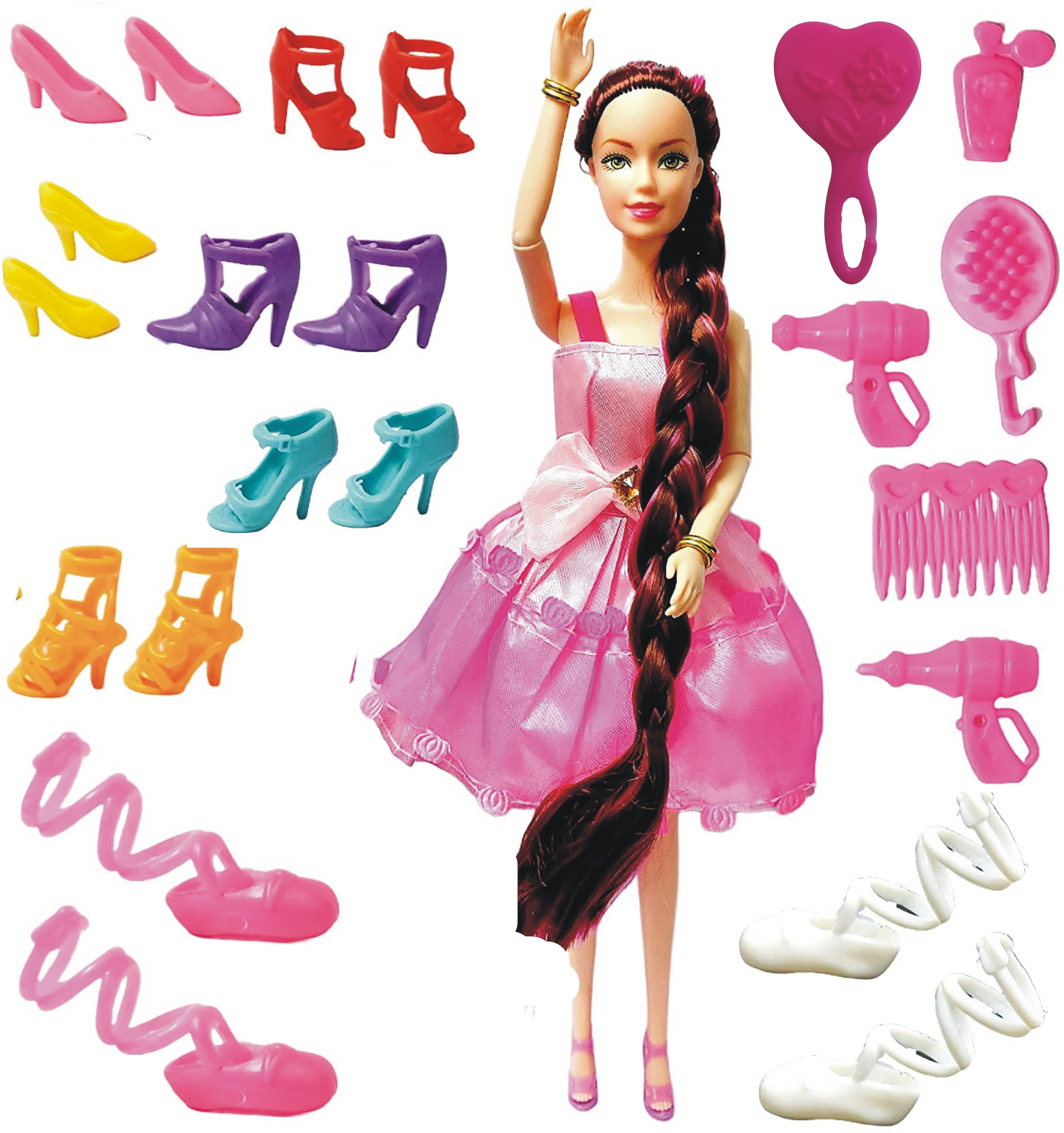Doll Set with Moveable Arms & Legs for Girls with (Fashion Accessories)