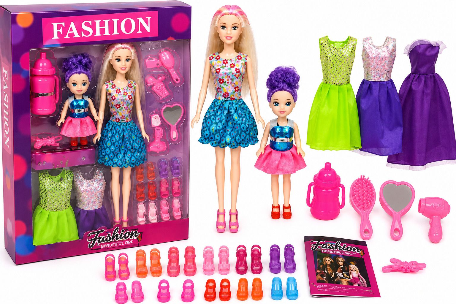 MUMMA DAUGHTER DUO DOLL SET WITH FASHIONABLE FOOTWARE AND ACCESSORY-image-6