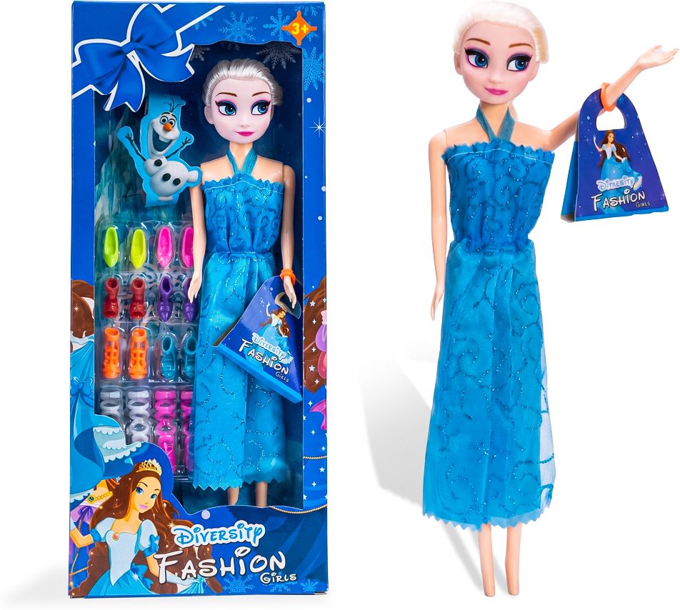 Frozen Princess Fashion Doll Set for Girls, Handbag & Colorful Shoes | Barbie-image-2
