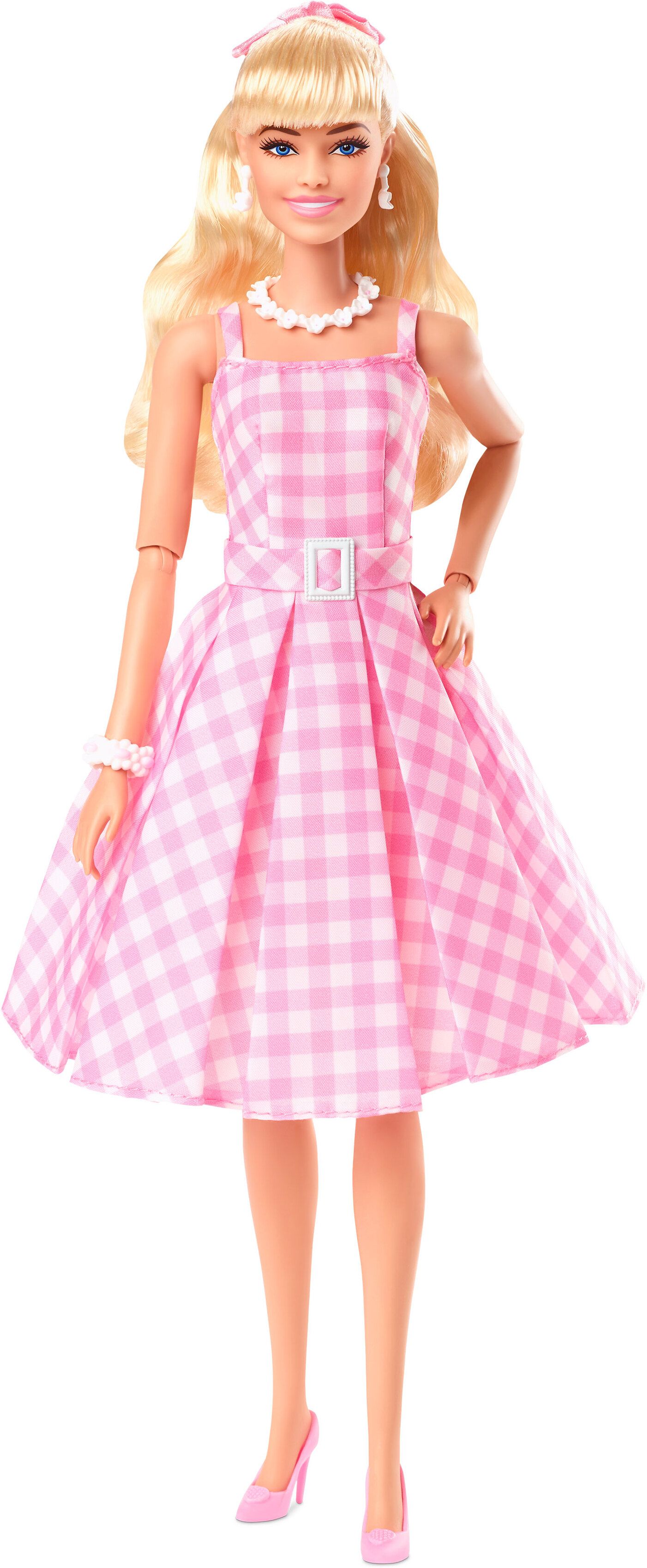 barbie The Movie Doll Wearing Pink and White Gingham Dress with Daisy Chain Necklace-picture-15