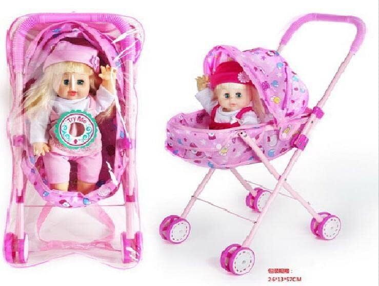 Kids Toy with Real Moving Stroller Toy Stroller Baby Doll Toy Set for Kid