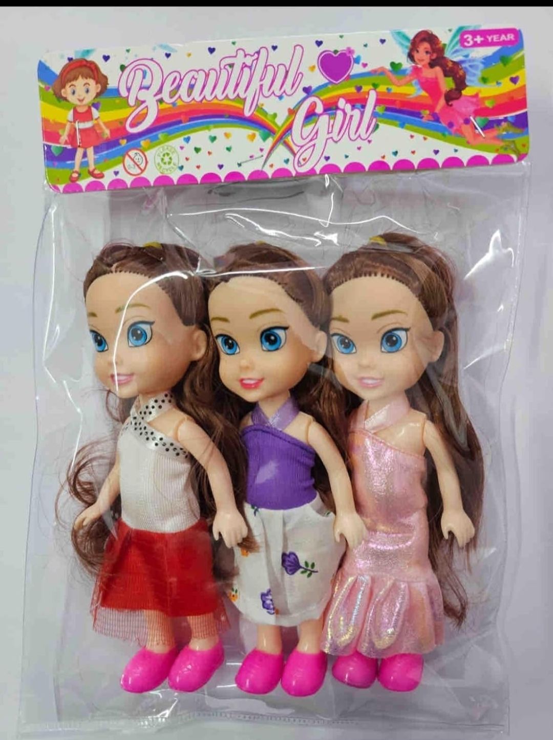 Pack of 3 Cute Fashion Dolls with Stylish Dresses-image-10