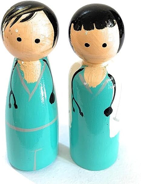 HandCrafted Wooden Doctor Couple Dolls/Toys, Mr & Mrs Vidhya Narayana - 10cms-image-6