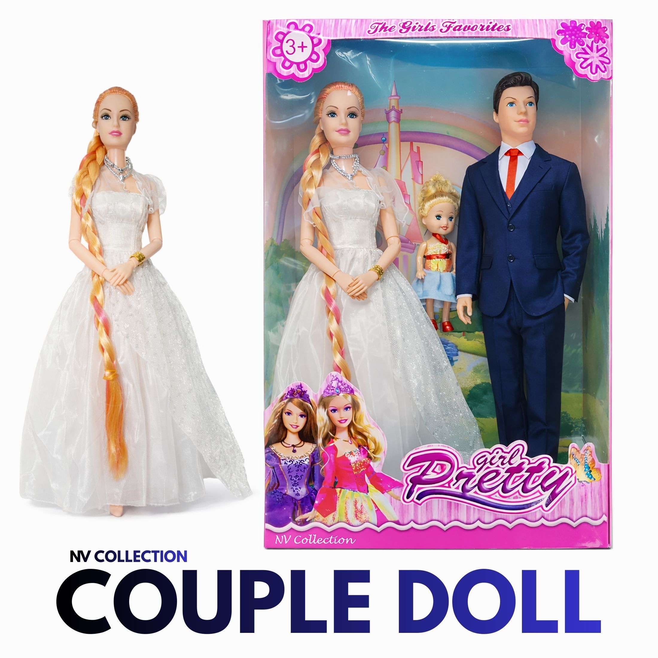 Imaginative Play Doll Set with Couple and Baby