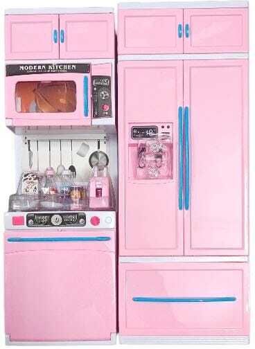 Mini Modern Pink Kitchen Playset with Accessories