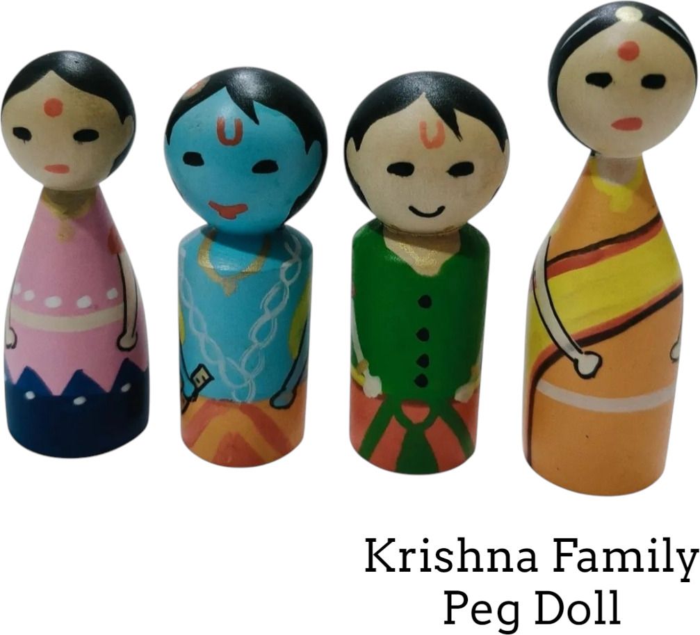 yooksin Wooden Krishna Peg Doll Set for Kids | Educational Storytelling Toy-picture-32