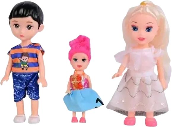 3 Pc Family Doll Set – Mother Father & Child Dolls in Colorful Outfits for Kids-image-24