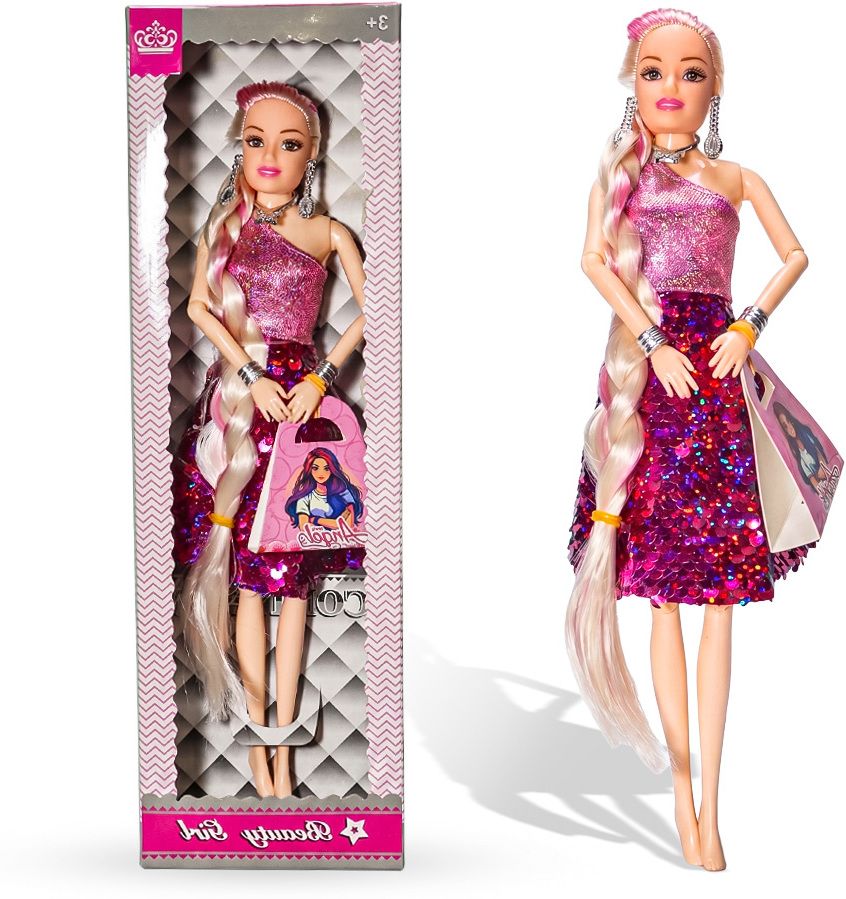 p m enterprises Angela Fashion Doll for Girls with Extra Long Pink Hair, Jewelry Accessories-picture-32