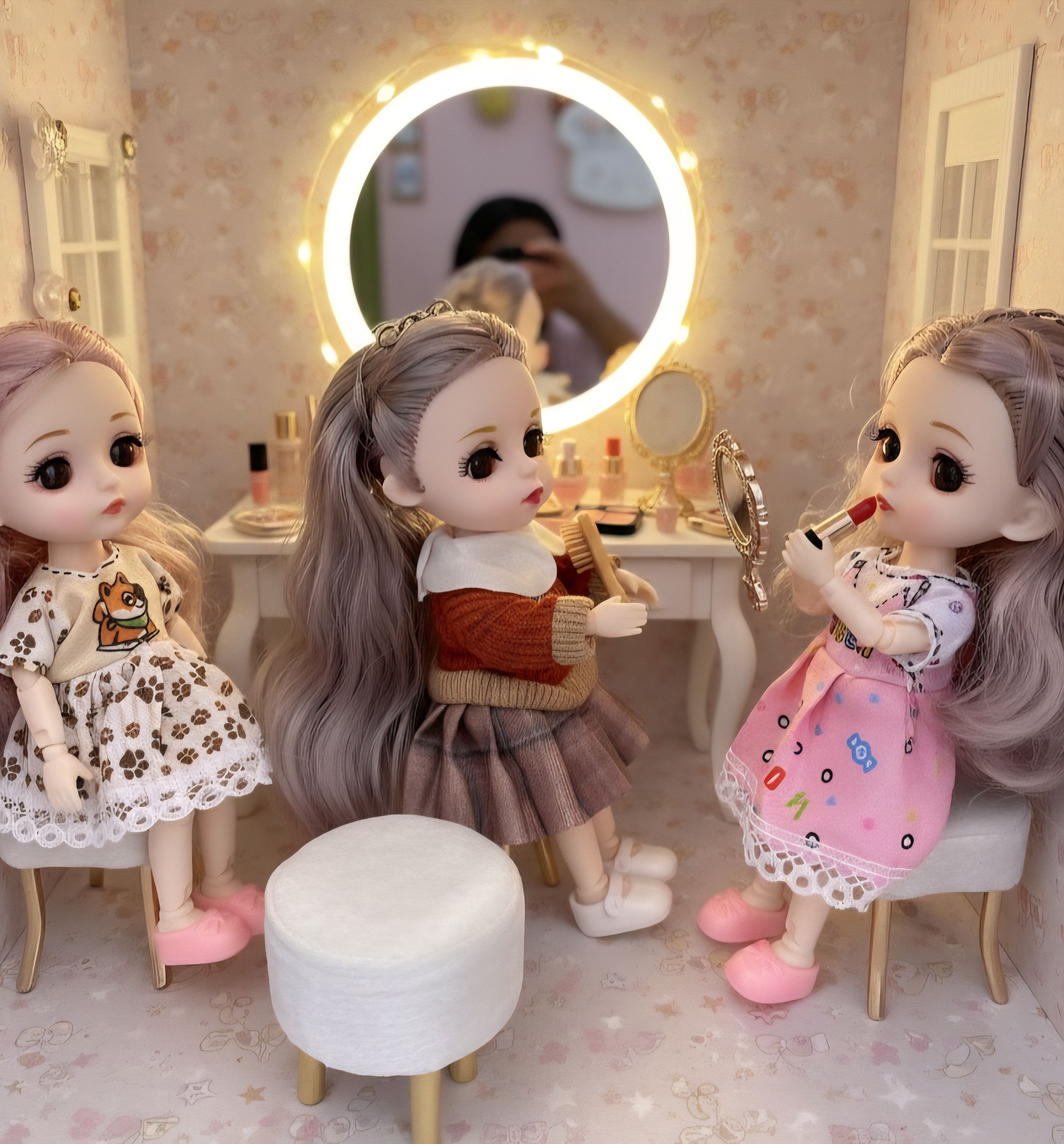 Cute & Stylish 15cm Mini Long Hear, Fashion Doll Set with Movable Joint-image-28