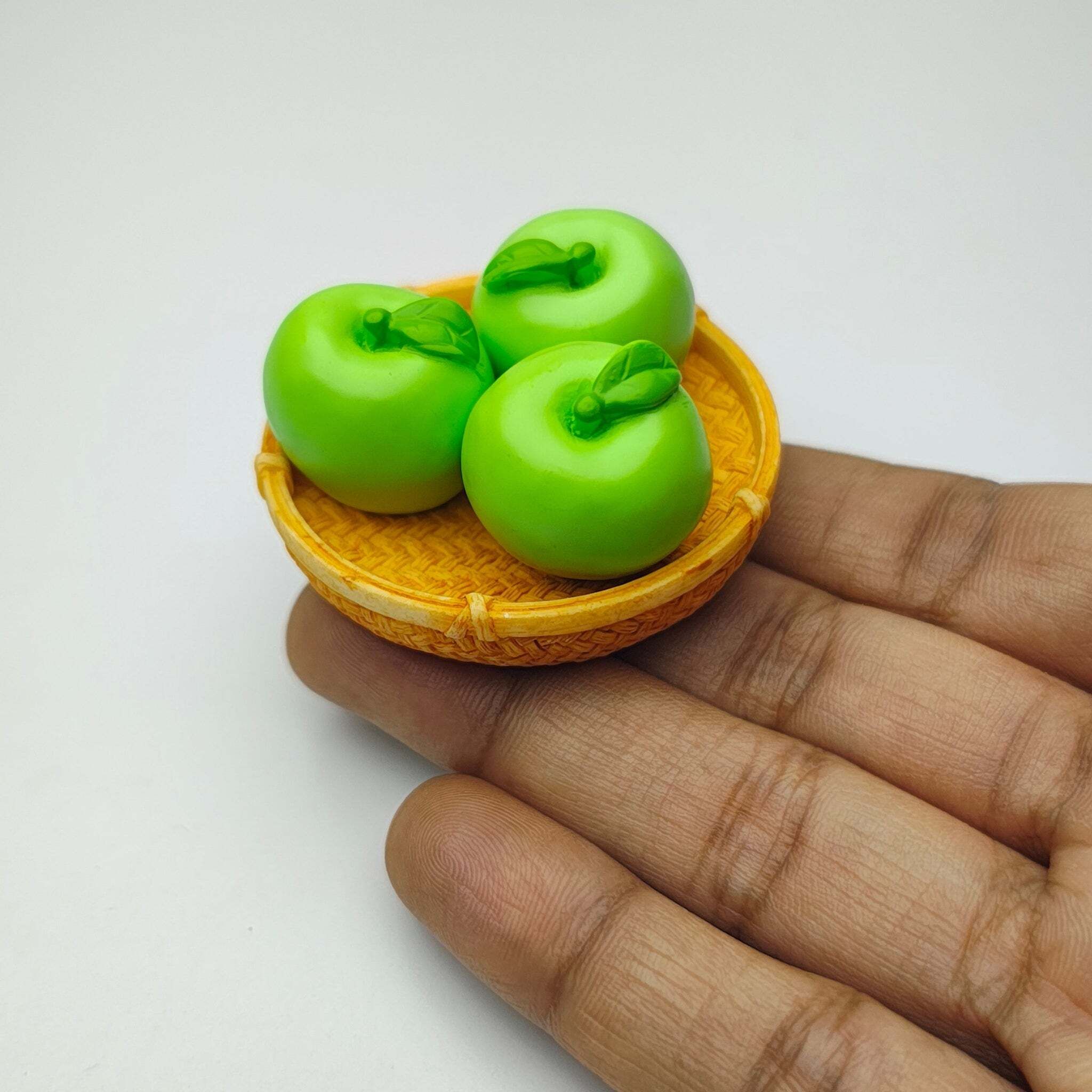 Miniature Green Apple Basket Dollhouse Kitchen Decorative Accessories-image-43