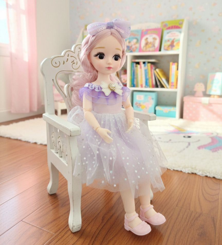 maadi 30cm Posable Doll Toy Movable Joints Long Hair Gudiya Kids Birthday Gift-picture-34