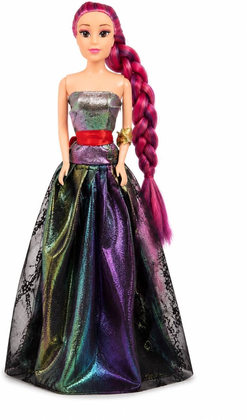 teddify Princess Doll with Long Pink Braided Hair & Multicolor Shimmer Party Gown-picture-20