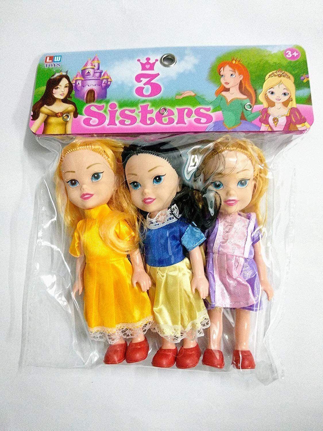 khyali Realistic Three Sister Dolls with Fancy Dress & Movable Body Parts for Kids|105-picture-30