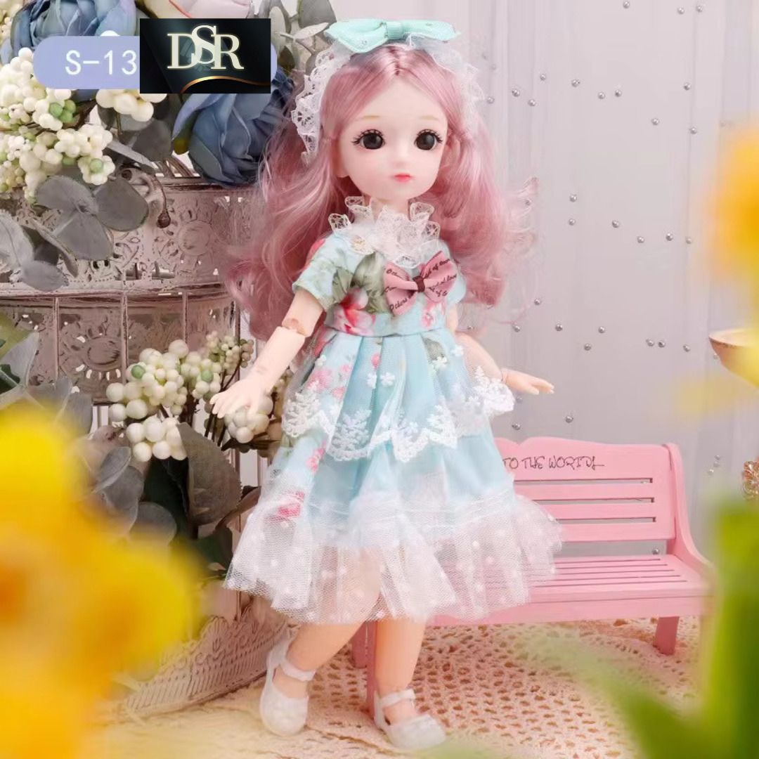 Doll Set Movable Joint Fashionable Doll for Kids(Size: 30cm Color:Sky)