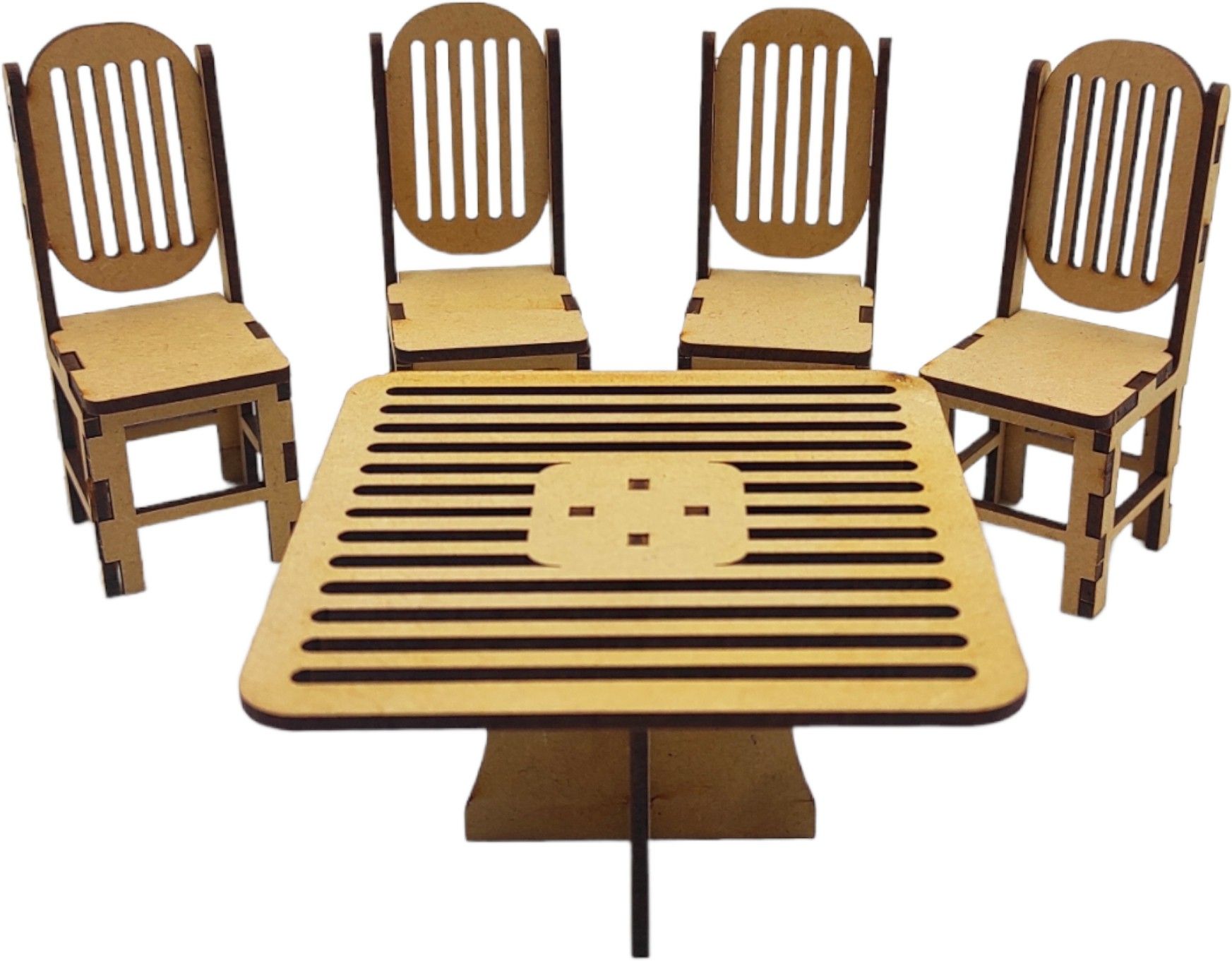 poksi Miniature Wooden Table chair set for Girls Doll House role play toys-picture-27