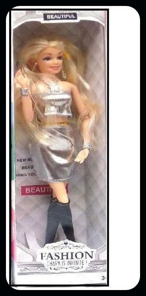 A-Glitter Dress Doll with Long Hair and Black Shoes Fashion Doll for Girls-image-2