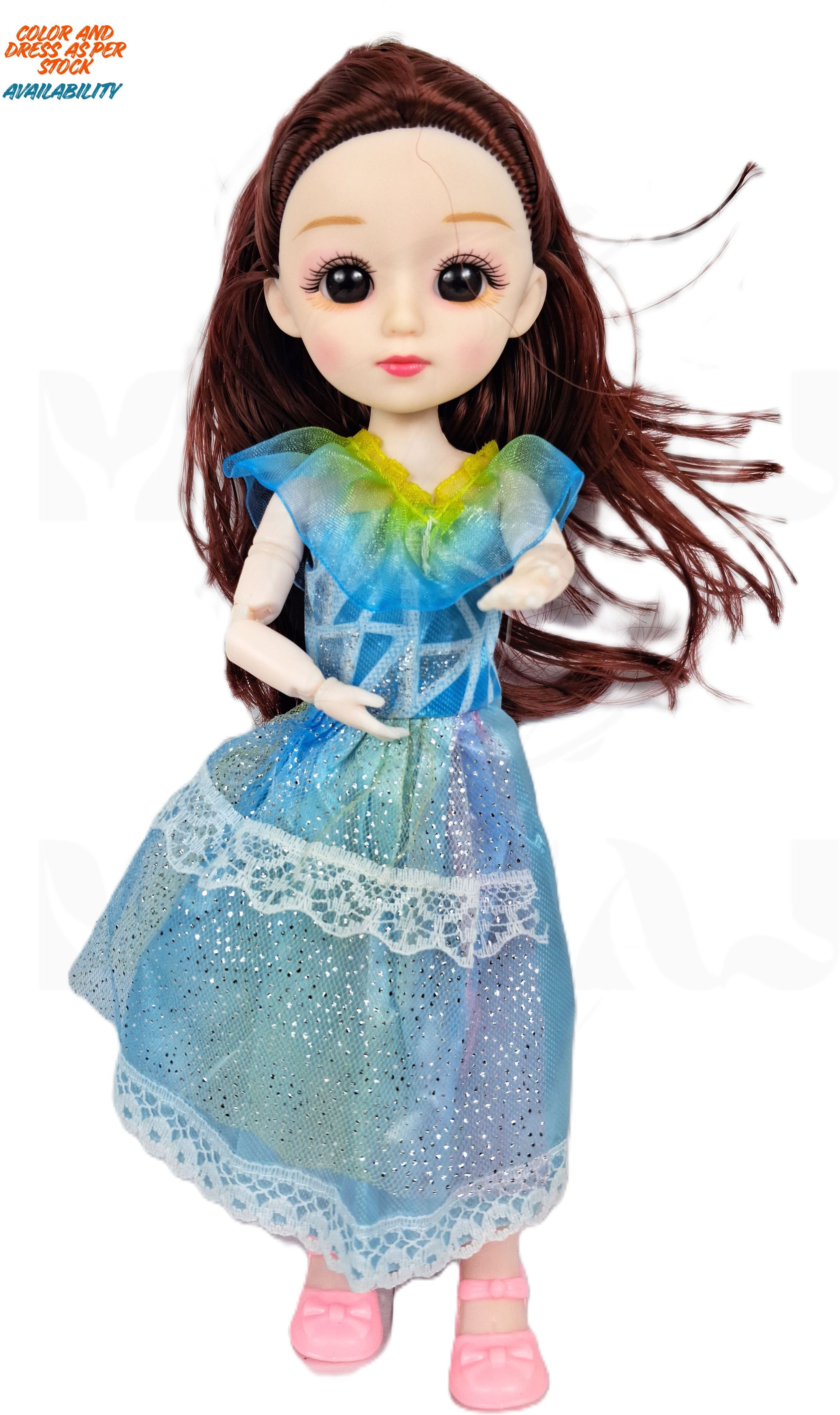 meesaj Mahi Girls Beautiful Doll in Blue Dress – Cute Fully Movable Toy for Kids 3+-picture-10