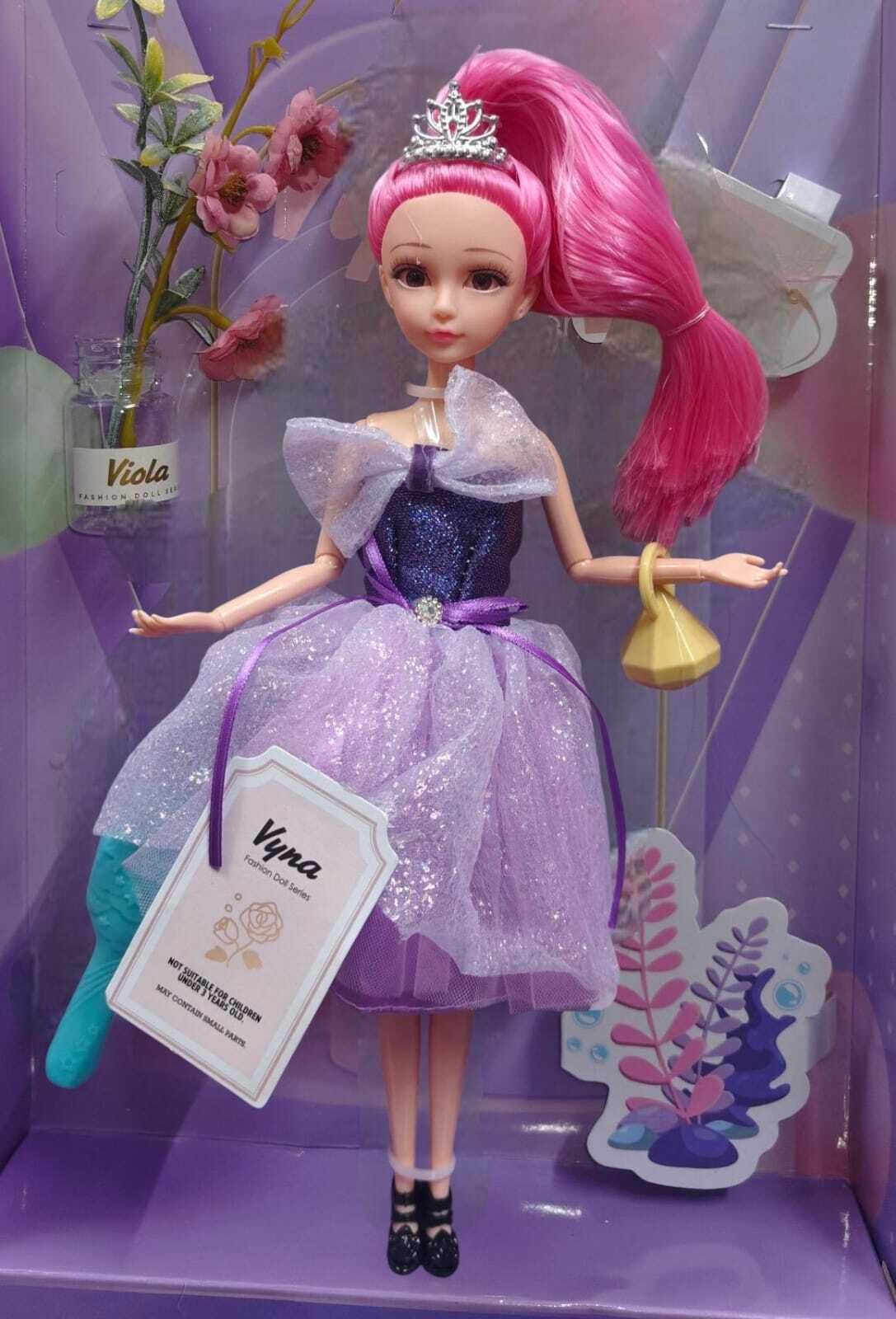 Princess Fashion Doll – Pink Hair, Purple Glitter Gown, Accessories Included-image-37