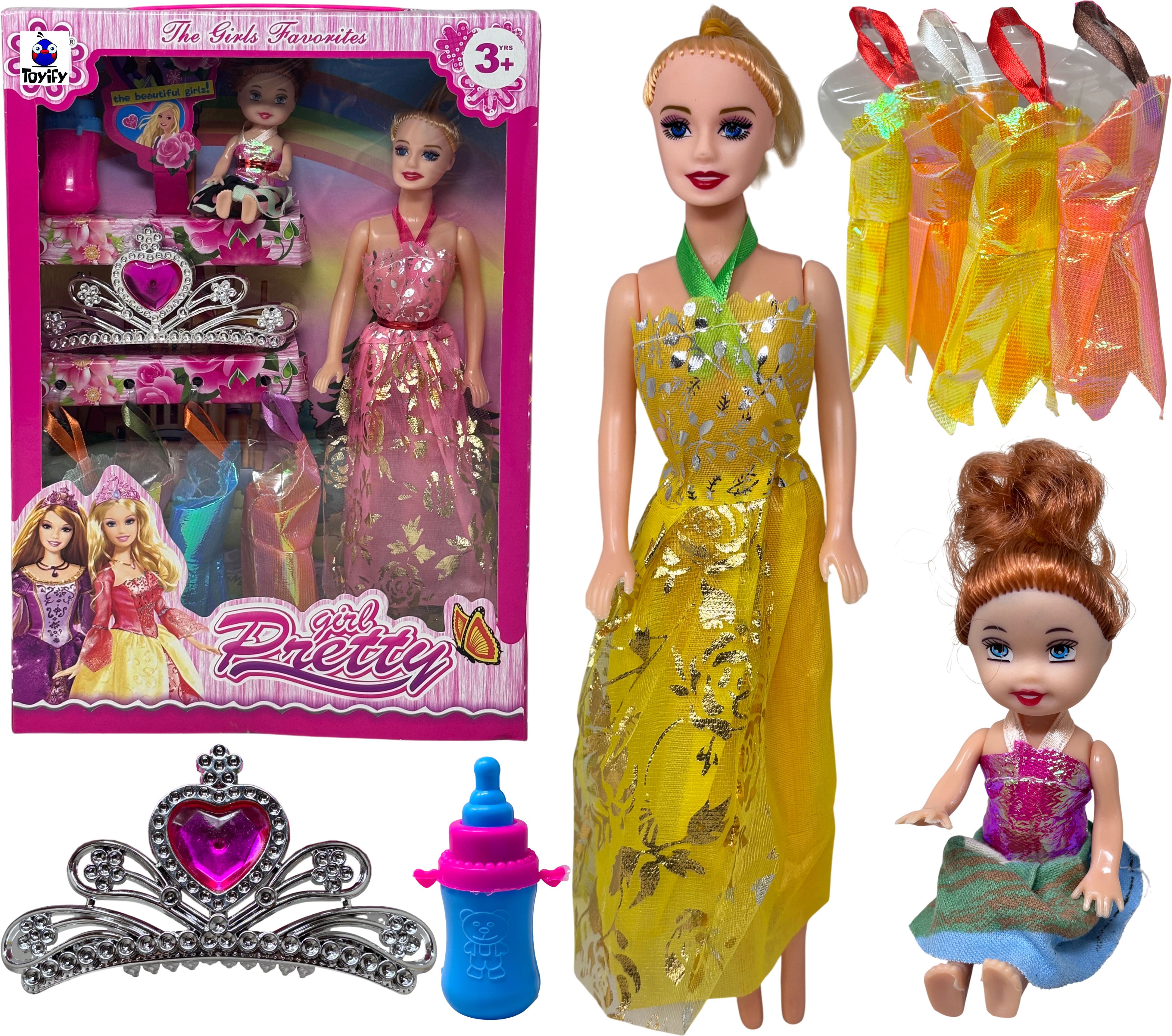 toyify Set of 2 Doll with Crown 4 Dress Dolls_Assorted Colour Girls Toy-picture-15