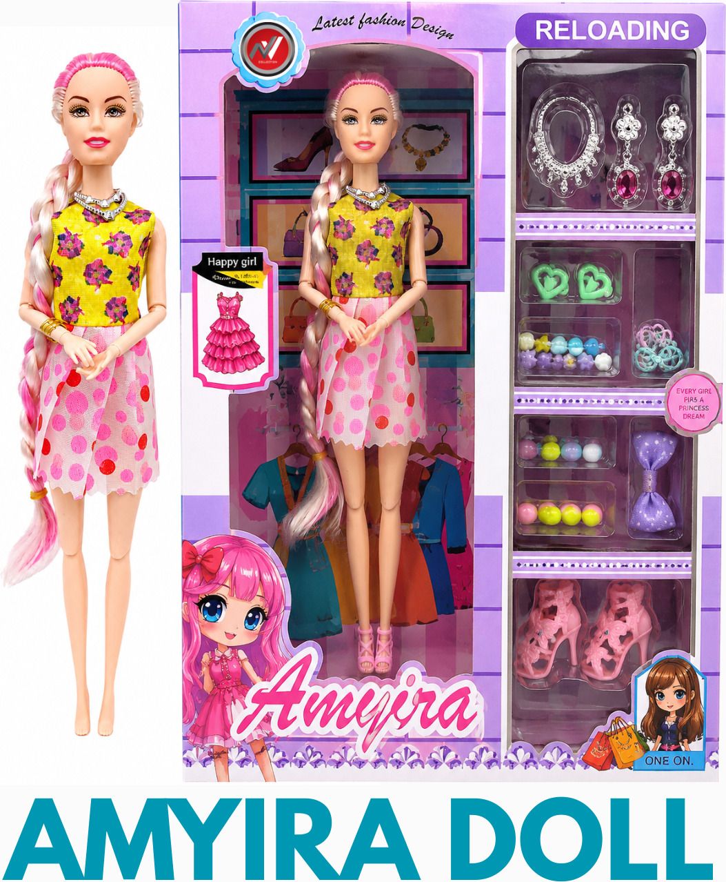 Amayira Toy Doll Set with Glam Accessories-image-23