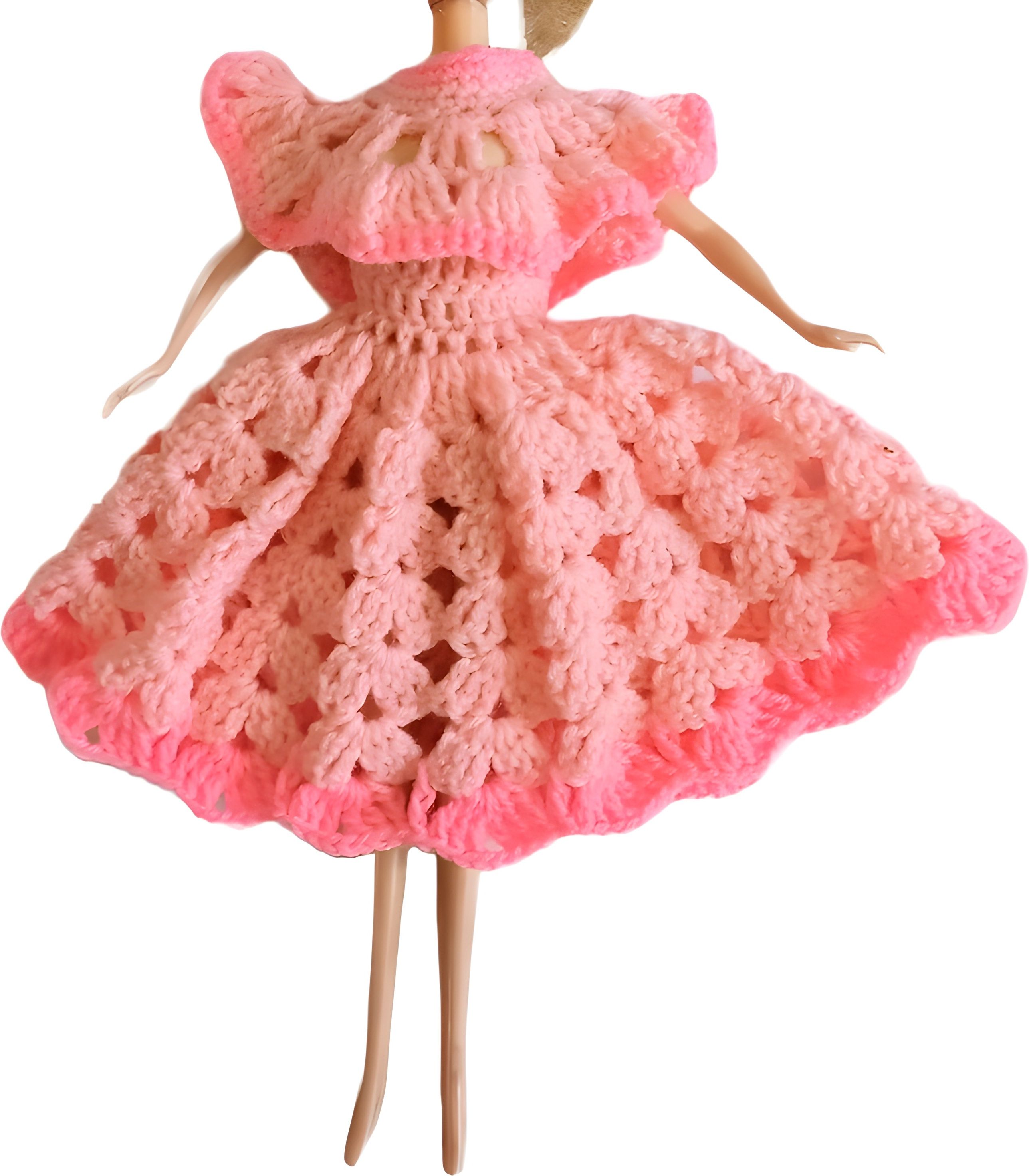 Woolen party wear pink doll dress-image-29