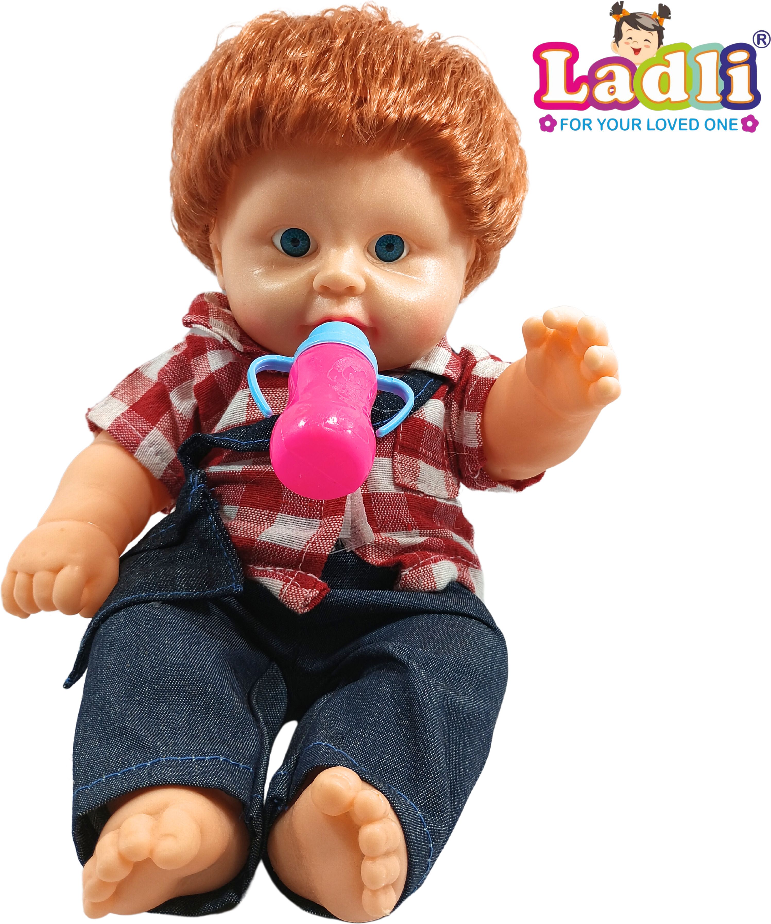 Little Golu Teddy Boy Toy in Printed Dress Doll for Kids Moveable Hands Legs_C-image-12