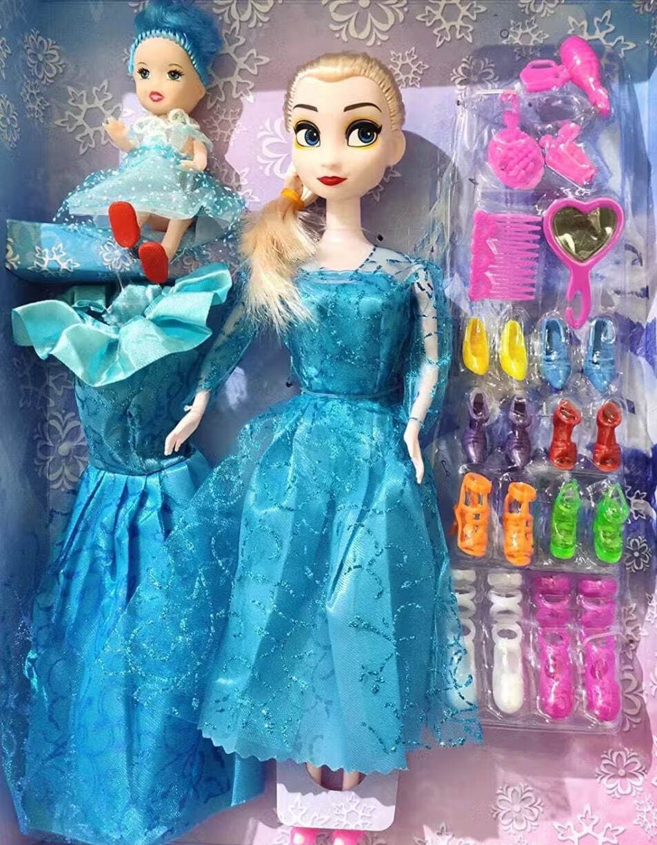 vijlet Frozen Beautiful Fashion Doll Set with Big Doll, Small Doll, Dresses & Shoes-picture-16
