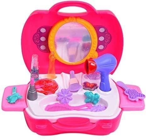 Girls Bring Along Beauty Suitcase Makeup Vanity Toy Set 1-g