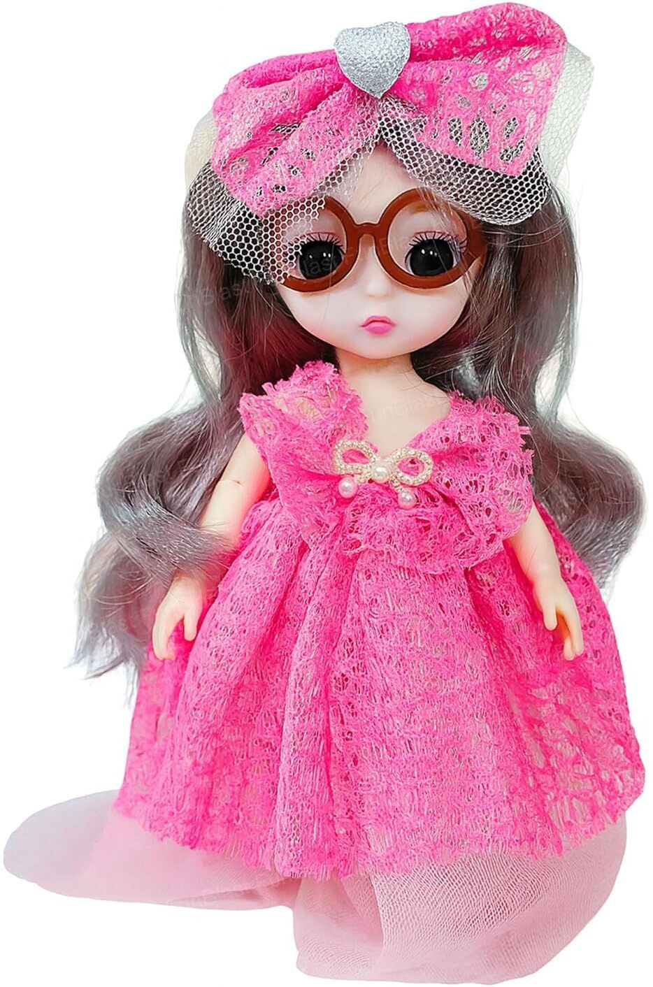 funblast Beautiful Doll with Long Hair Glass & Stylish Outfit, Pretend Play Toy for Girls-picture-47
