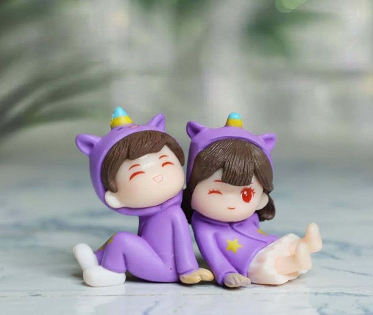 miniatures shop Miniature Purple Couple Figurine Dollhouse Decorative Accessories-picture-42