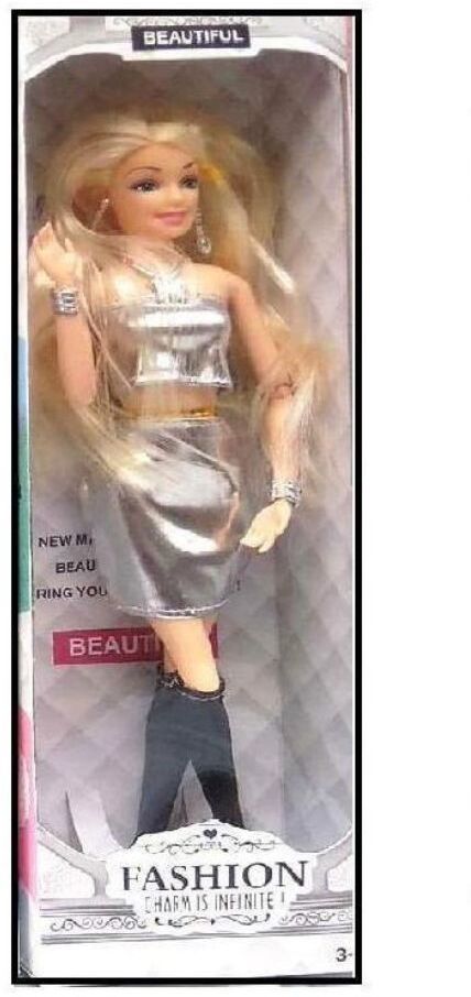 Glitter Dress Doll with Long Hair and Black Shoes Fashion Doll for Girls-image-8