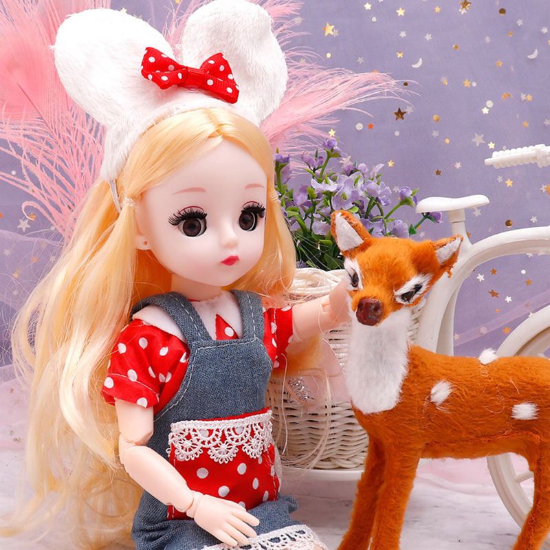 Doll Set Movable Joint Makeup Cute Girl Brown Eyes Fashionable Doll for Kid Girl-image-21