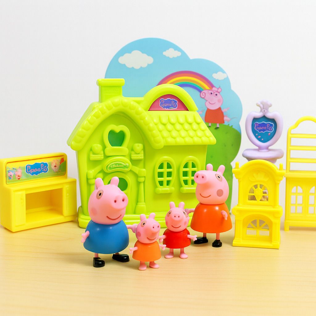 Peppa Pig Doll House Playset with 4 Family Figurines & Furniture for Kids