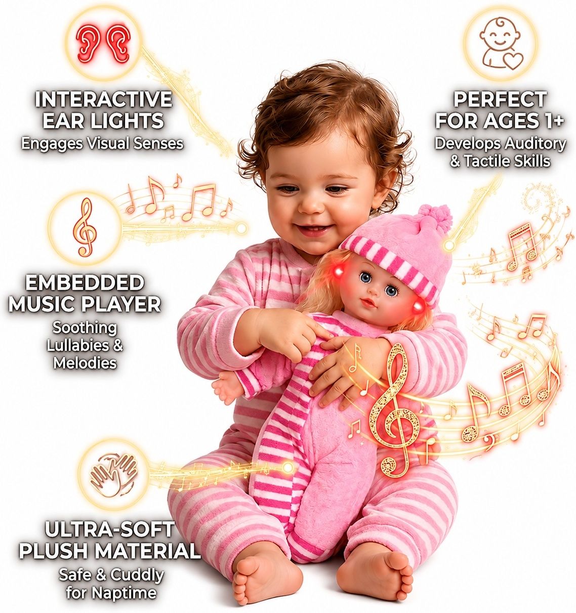 Musical Plush Doll Toy with LED Lights & Music for Kids & Toddlers Soft Toy-image-25