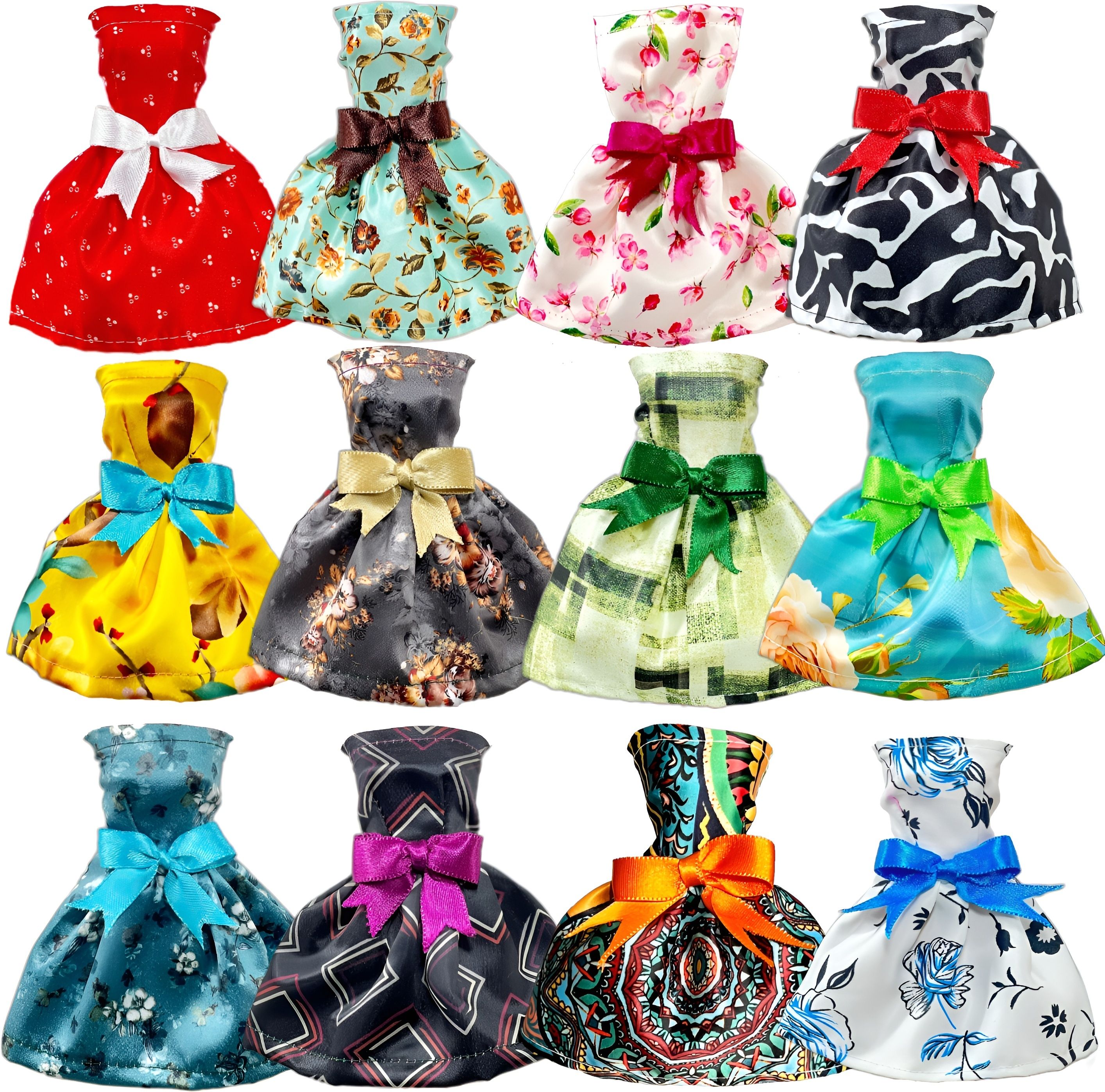 12 Pcs Doll Frock Set for 28-30cm Dolls, Colorful Fashion Clothes Collection